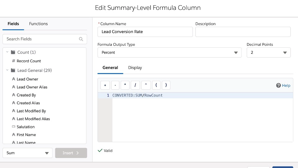 Screenshot of 'Edit Summary-Level Formula Column" page