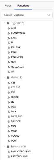 screenshot of the "function" list