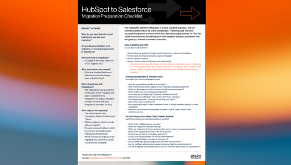 Hubspot to Saleforce Migration Checklist