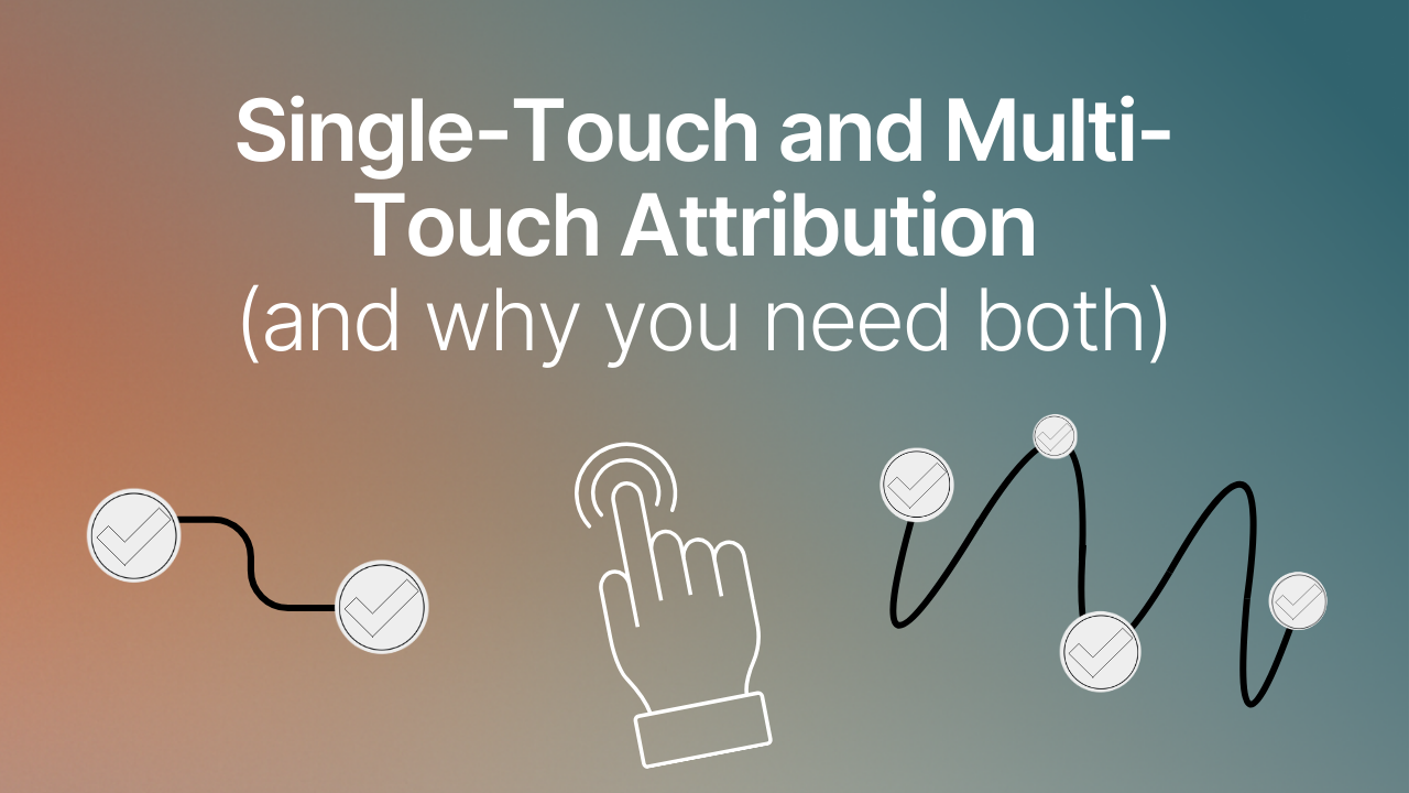 Single-Touch and Multi-Touch Attribution title image with single touch and multi touch graphics