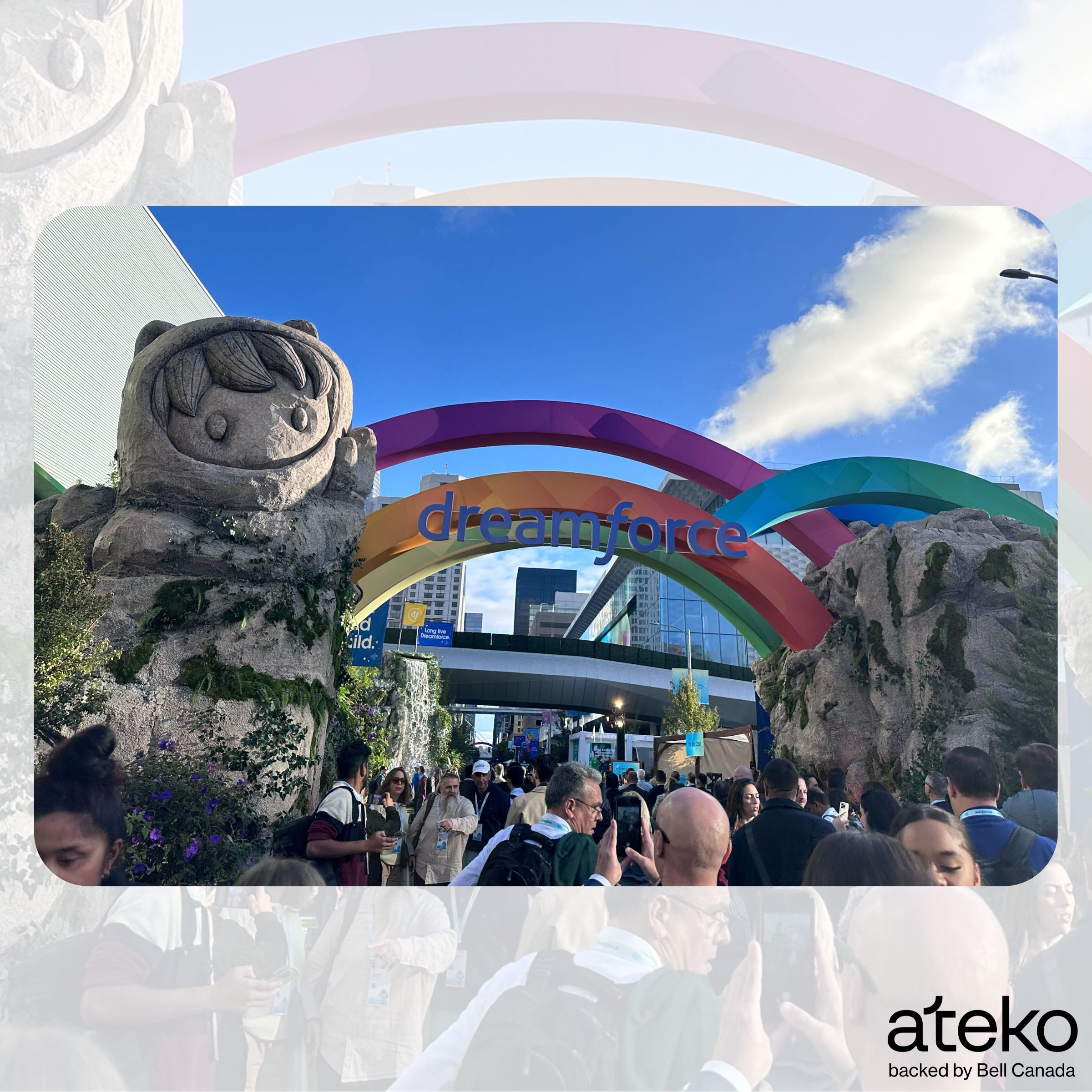 Photo taken at Dreamforce 2025 in San Francisco, of Dreamforce banner with Agentforce AI Robot mascot.