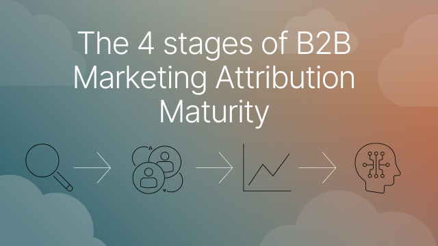 The Four Pillars of B2B Marketing Attribution. Image of magnifying glass, two people "linked" a graph and a head.